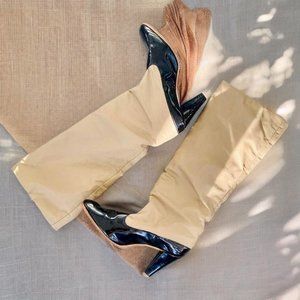 Vintage 60s mod patent vinyl high heel boots by Golo 8.5